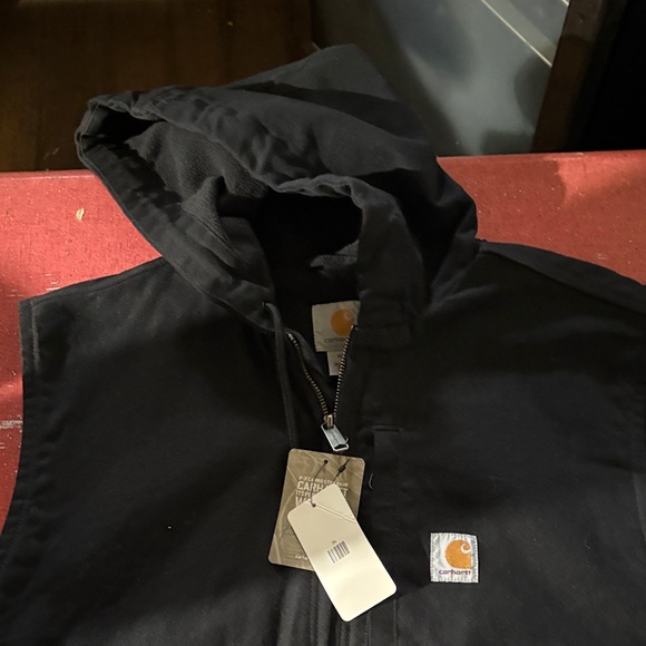 Carhartt black Zip-Up Hooded fleece lined vest. Vintage! - Picture 2 of 4